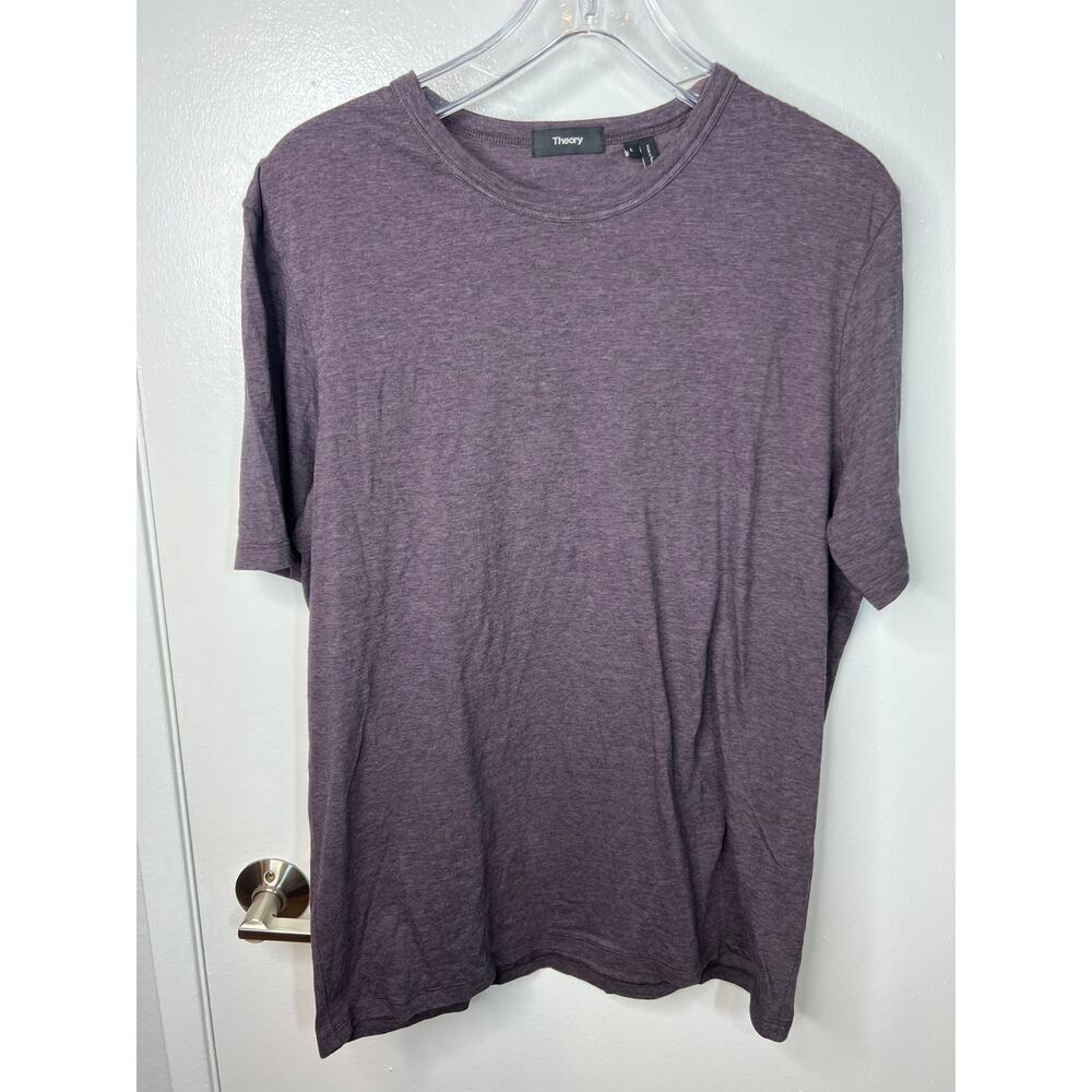 Theory Men's Crew Neck Short Sleeve Essential Tee Feeder Stripe Purple ~ Size L